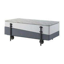 White and Gray High Gloss Coffee Table with Lift Top and Storage Space