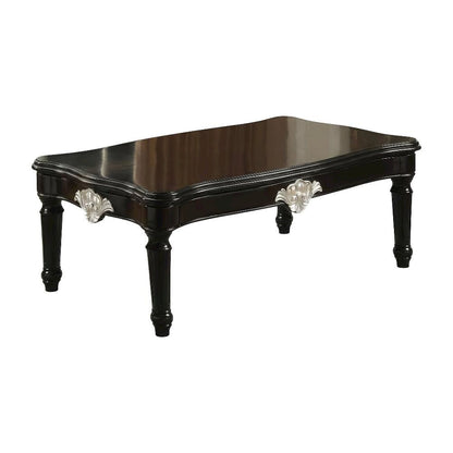Black Coffee Table with Sturdy Frame and Spacious Surface