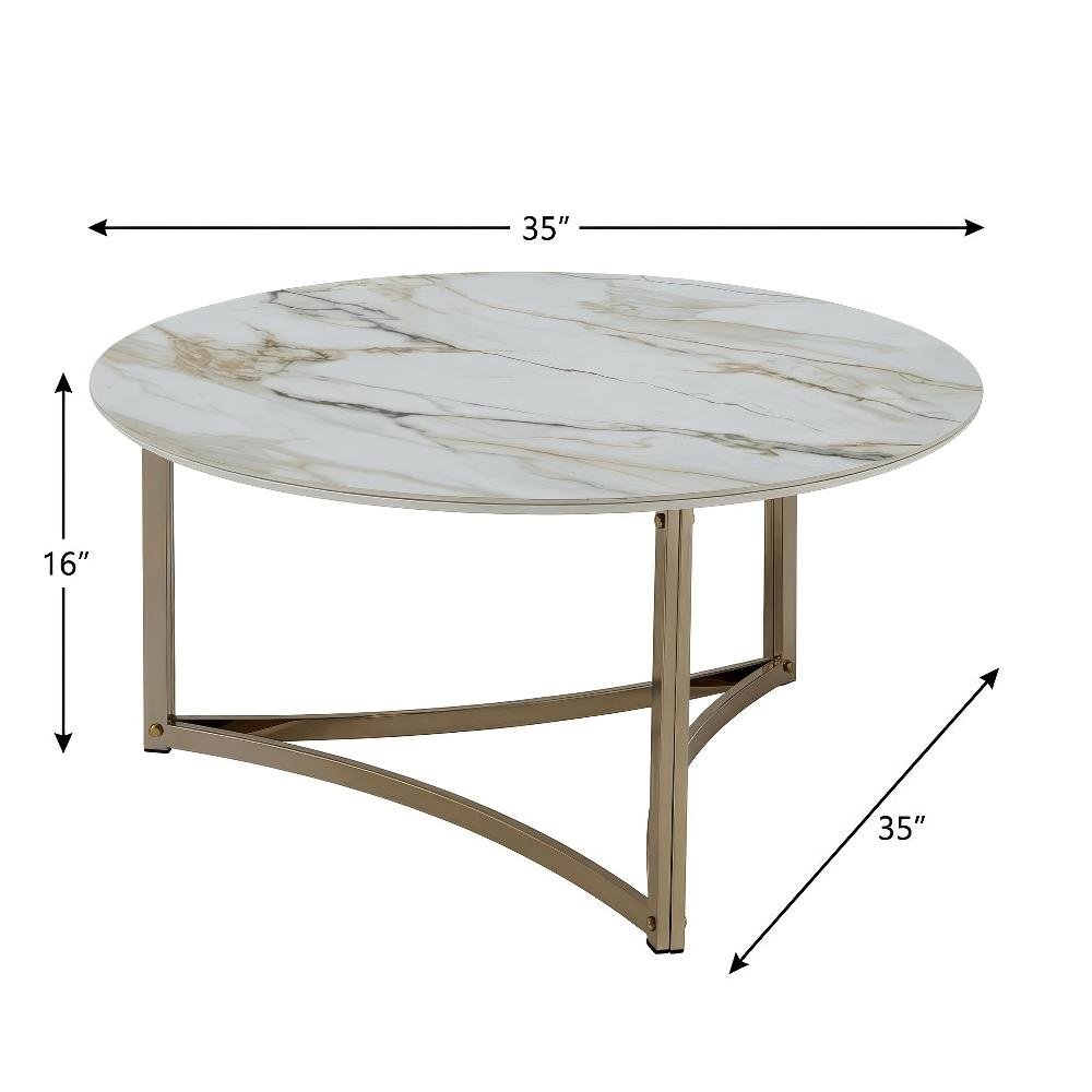 Champagne Coffee Table with Sintered Stone Top and Stylish Finish