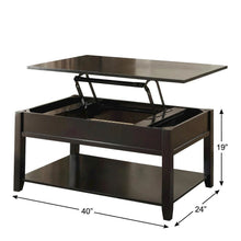 Black Coffee Table with Lift Top, Wood Veneer and Engineered Wood Surface