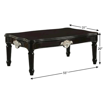 Black Coffee Table with Sturdy Frame and Spacious Surface