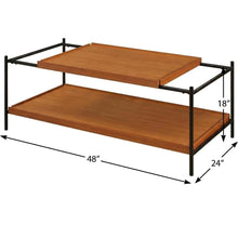 Coffee Table Honey Oak & Black Metal Frame MDF Top with Storage Shelf