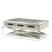 Aluminum Coffee Table with Top Grain Leather Surface and Durable Frame