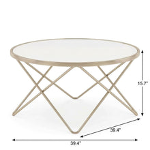 Champagne Coffee Table with Frosted Glass Top and Metal Frame Design