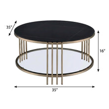Coffee Table, Champagne Finish and Durable Sintered Stone Top Solid Construction