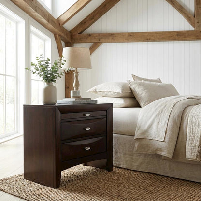 Espresso Nightstand with Transitional Style and Rectangular Design