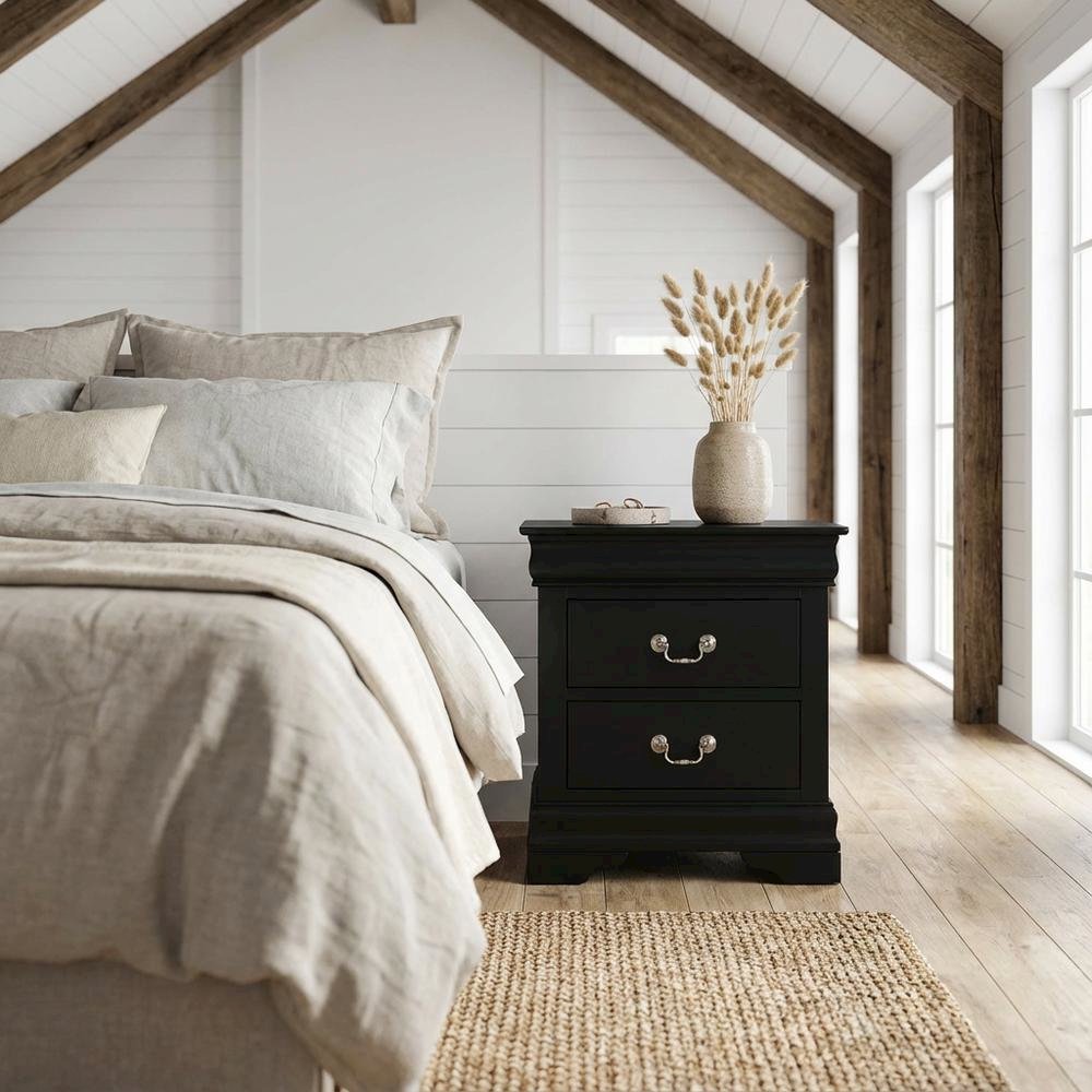 Black Philippe Iii Nightstand with Classic Design and Sturdy Construction
