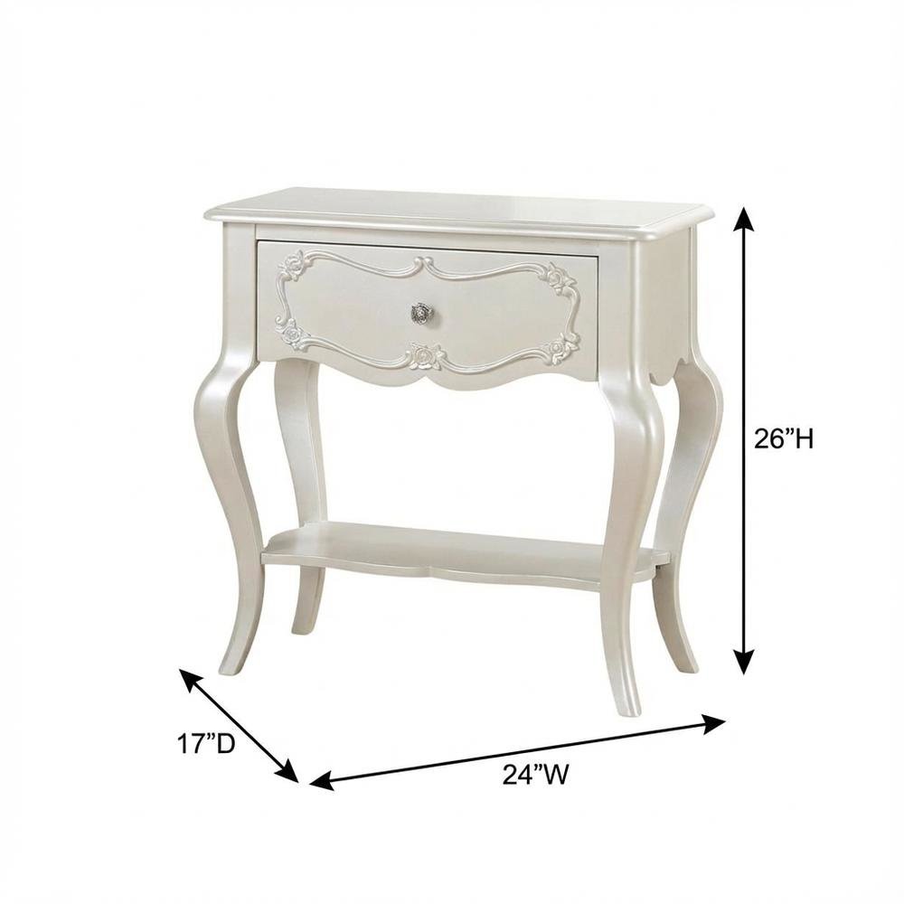 Pearl White Nightstand with Modern Bedroom Storage and Sleek Design