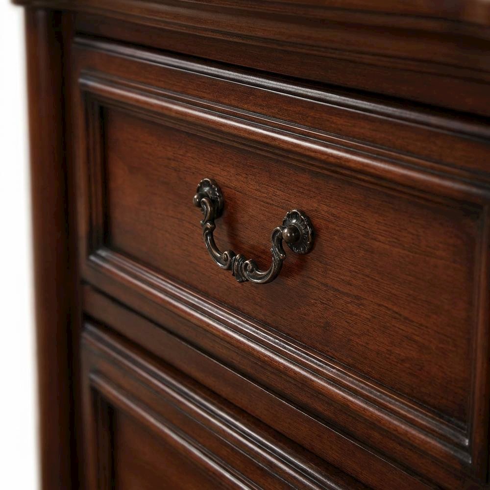 Cherry Oak Nightstand with Transitional and Vintage Style