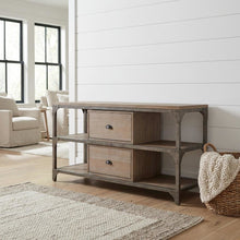 Industrial-style TV stand, Weathered Oak, Antique Silver, metal, wood veneer