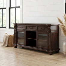 Cherry Wood and Glass TV Stand with Vintage Style and Spacious Design