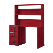 Red Cargo Desk And Hutch With Spacious Workspace And Storage Options