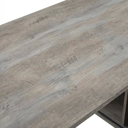Industrial Gray Oak And Black Finish Writing Desk With Modern Design