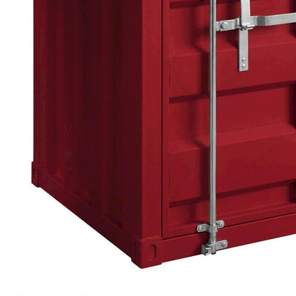 Red Cargo Desk And Hutch With Spacious Workspace And Storage Options