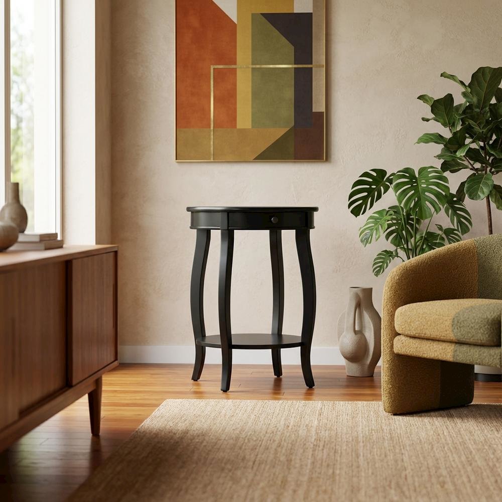Black Accent Table with Modern Design and Sturdy Construction