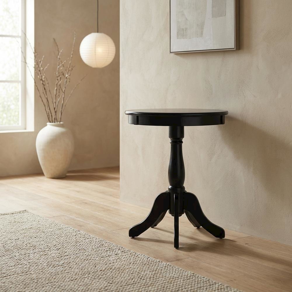 Black, Accent Side Table, Quality Build, Durable Wood Frame