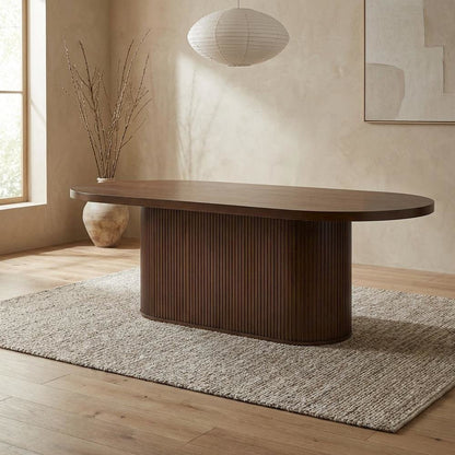 Walnut Oval Dining Table, Traditional Wood, Seats 6