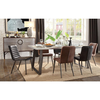 Millerton Side Chair (Set-2) Vintage Chocolate Top Grain Leather & Antique Black