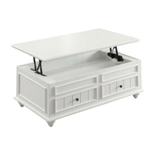 White Washed Coffee Table with Lift Top Wood Veneer Melamine Surface 48-Inch
