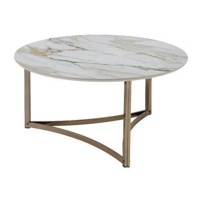 Champagne Coffee Table with Sintered Stone Top and Stylish Finish