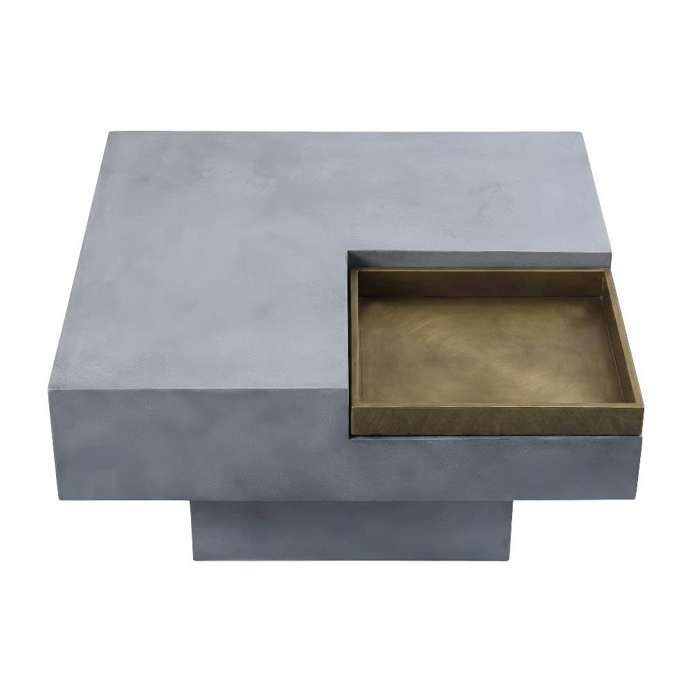 Grey Cement Coffee Table with Weathered Finish and Durable Construction