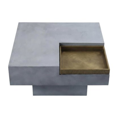 Grey Cement Coffee Table with Weathered Finish and Durable Construction