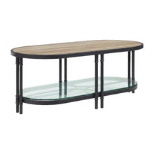 Oval Oak and Sandy Black Coffee Table with Industrial Design