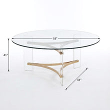 Gold Round Coffee Table with Tempered Glass and Acrylic Metal Frame