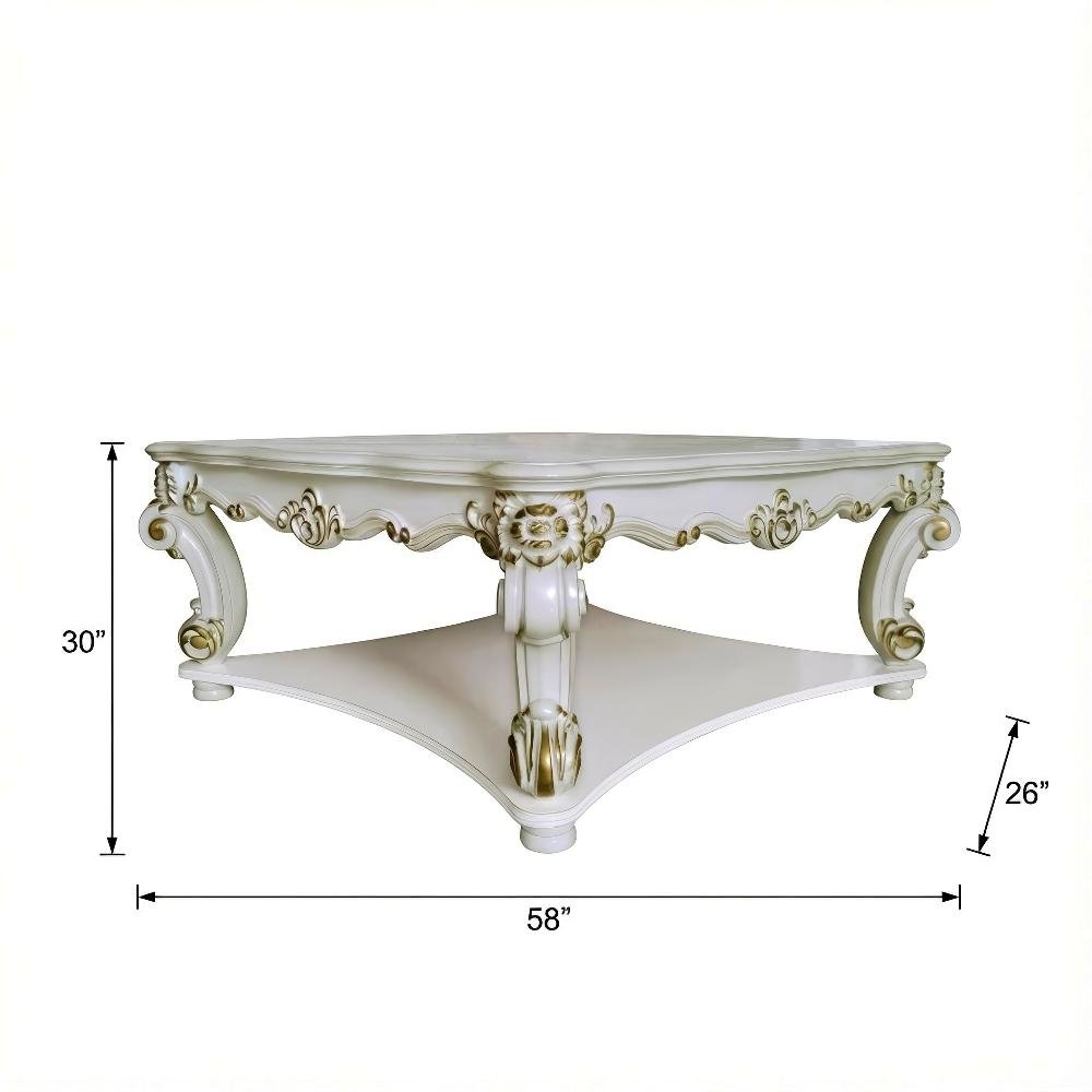 Grey Wooden Square Coffee Table with Scrolled Legs and Durable Construction