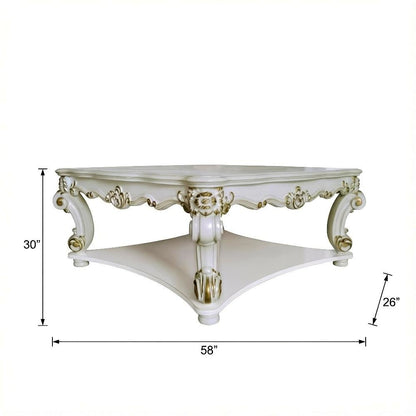 Grey Wooden Square Coffee Table with Scrolled Legs and Durable Construction