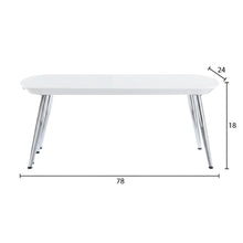 White and Chrome Coffee Table with Glass Top and Metal Frame Contemporary Design