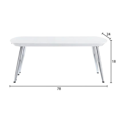 White and Chrome Coffee Table with Glass Top and Metal Frame Contemporary Design