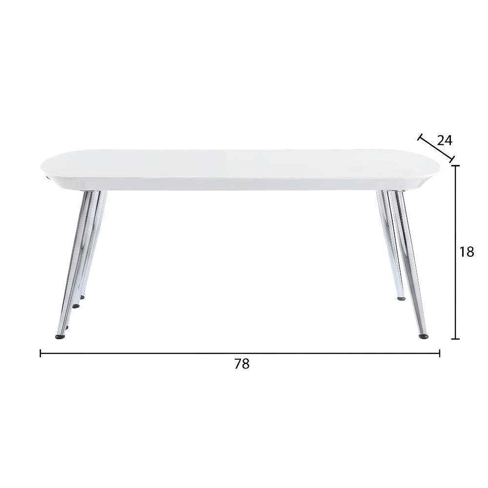 White and Chrome Coffee Table with Glass Top and Metal Frame Contemporary Design