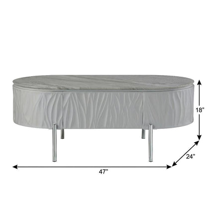 Gray High Gloss Coffee Table with Chrome Finish and Modern Design