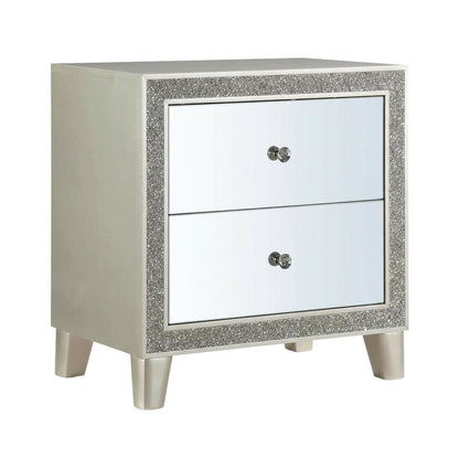 Mirrored Champagne Nightstand with Elegant Finish for Bedroom