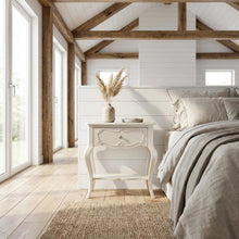 Pearl White Nightstand with Modern Bedroom Storage and Sleek Design