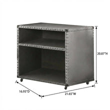 Vintage Brown Aluminum Nightstand with Usb Power Dock and Industrial Style