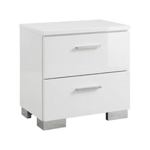 White Nightstand with Chrome Legs for Modern Bedroom Decor