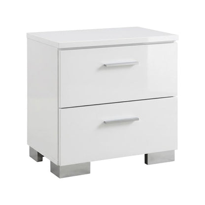 White Nightstand with Chrome Legs for Modern Bedroom Decor
