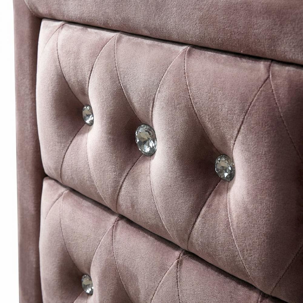 Pink Fabric Nightstand with Rectangular Shape and Modern Design