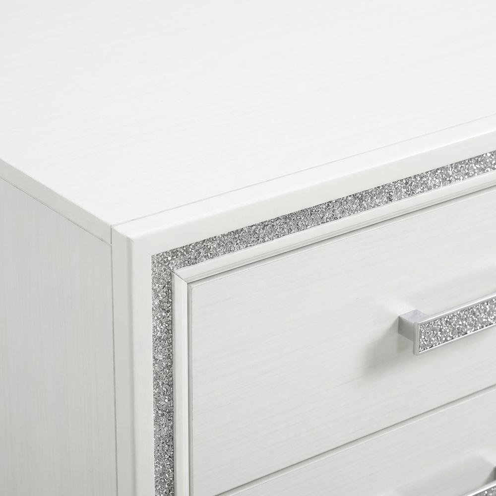 White Finish Nightstand with Modern Design and Storage Space