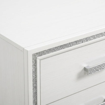 White Finish Nightstand with Modern Design and Storage Space