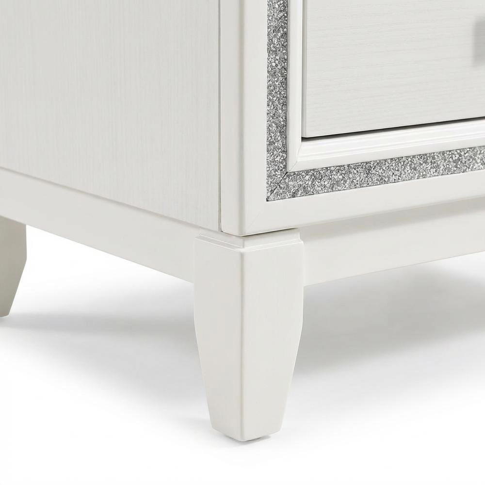 White Finish Nightstand with Modern Design and Storage Space