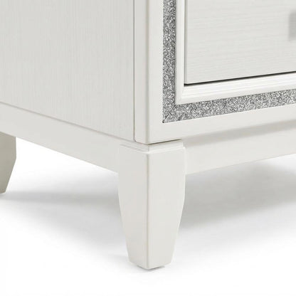 White Finish Nightstand with Modern Design and Storage Space