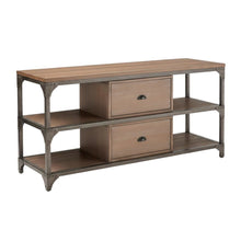 Industrial-style TV stand, Weathered Oak, Antique Silver, metal, wood veneer