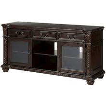 Cherry Wood and Glass TV Stand with Vintage Style and Spacious Design