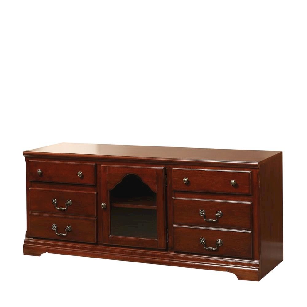 Cherry wood TV stand with sleek modern design and ample storage