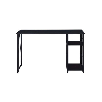 Black Writing Desk, Wood Veneer Surface, Sturdy Particle Board And Metal Frame