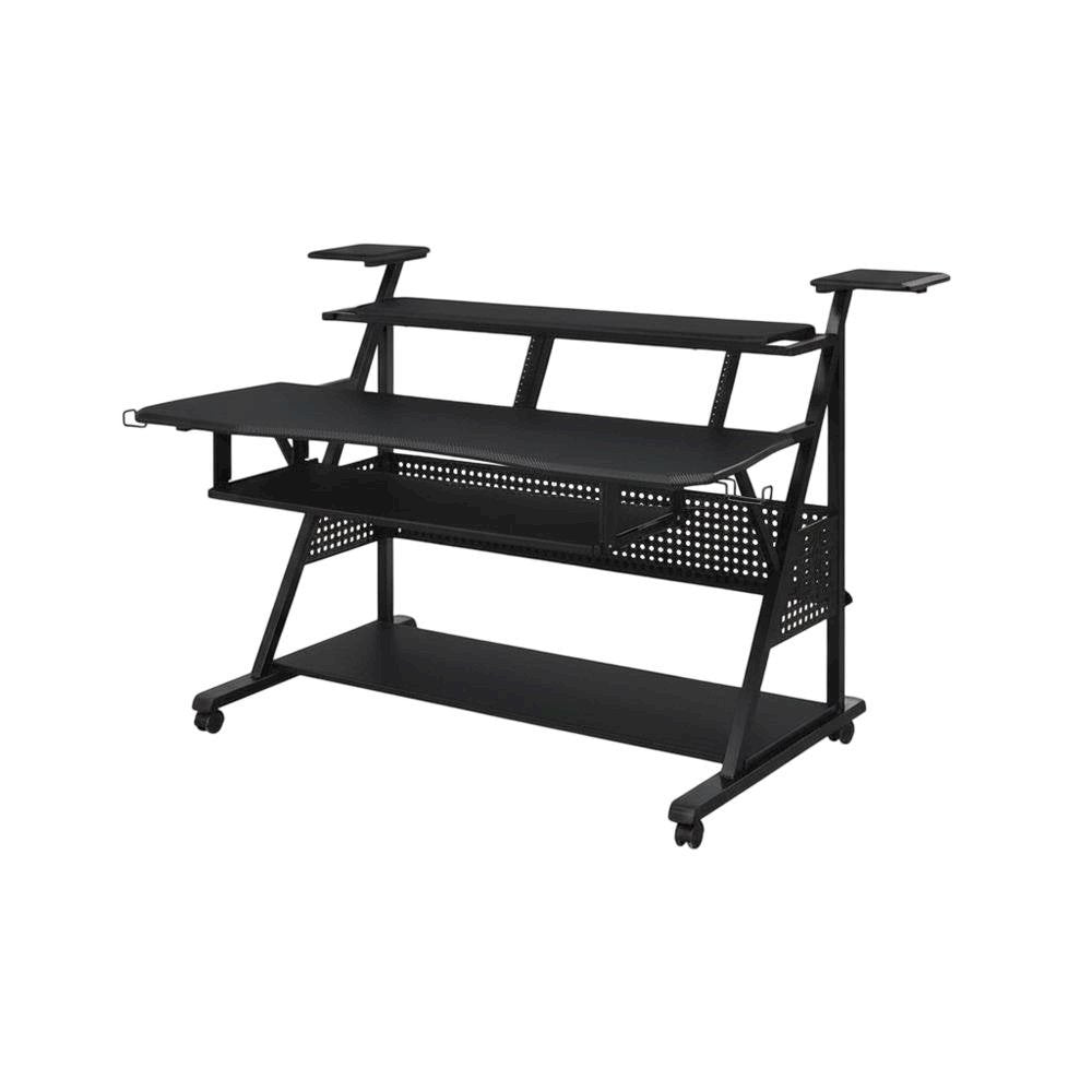 Black Industrial Office Desk With Metal And Mdf Finish