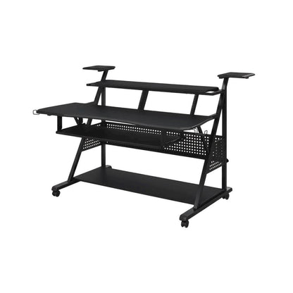 Black Industrial Office Desk With Metal And Mdf Finish
